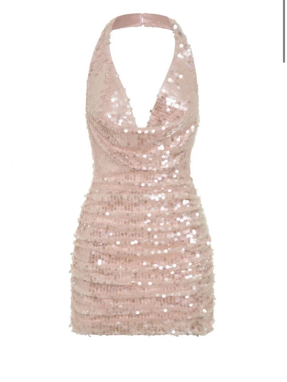 Light Pink Sparkle Halter Mini Dress
